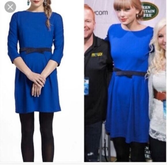 Girls From Savoy x Anthropologie Blue Pleated Ponte Dress Size Medium - Picture 6 of 6